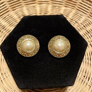 1980s Givenchy Logo Pearl Earrings